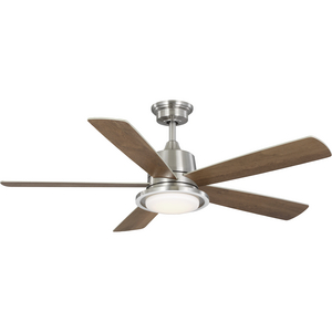 Tarsus Collection 52 in. Five Blade Brushed Nickel Modern Ceiling Fan with Integrated CCT-LED Light