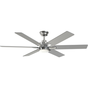 Dallam Collection 60 in. Six-Blade Brushed Nickel Transitional Ceiling Fan with Integrated CCT-LED Light