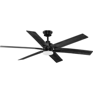 Dallam Collection 60 in. Six-Blade Matte Black Transitional Ceiling Fan with Integrated CCT-LED Light