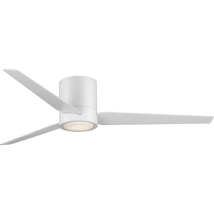 Braden 56" Integrated LED Indoor Satin White Mid-Century Modern Ceiling Fan with Light Kit and White Opal Shade and Remote Control