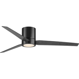 Braden 56" Integrated LED Indoor Matte Black Mid-Century Modern Ceiling Fan with Light Kit and White Opal Shade and Remote Control