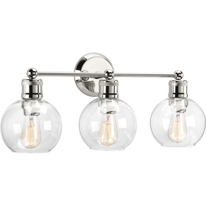 Hansford Collection Three-Light Polished Nickel Clear Glass