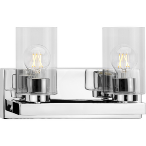 Goodwin Collection Two-Light Polished Chrome Modern Vanity Light with Clear Glass