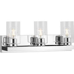 Goodwin Collection Three-Light Polished Chrome Modern Vanity Light with Clear Glass