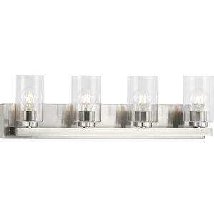 Goodwin Collection Four-Light Brushed Nickel Modern Vanity Light with Clear Glass