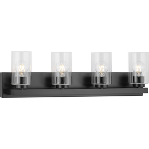 Goodwin Collection Four-Light Matte Black Modern Vanity Light with Clear Glass