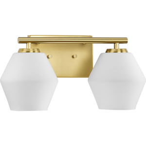 Copeland Collection Two-Light Brushed Gold Vanity Mid-Century Modern Vanity Light