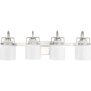Fessler Collection Four-Light Brushed Nickel Opal Glass Farmhouse Bath Light