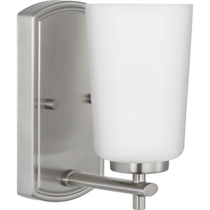 Adley Collection One-Light Brushed Nickel Etched Opal Glass New Traditional Bath Vanity Light