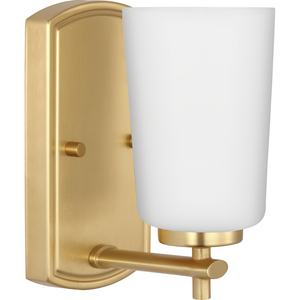 Adley Collection One-Light Satin Brass Etched Opal Glass New Traditional Bath Vanity Light