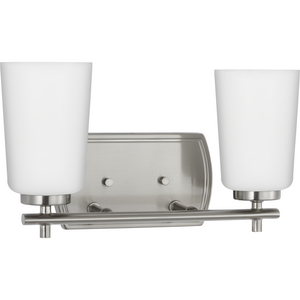 Adley Collection Two-Light Brushed Nickel Etched Opal Glass New Traditional Bath Vanity Light