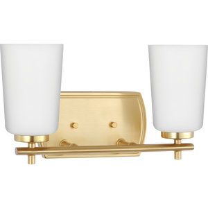 Adley Collection Two-Light Satin Brass Etched Opal Glass New Traditional Bath Vanity Light