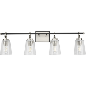 Cassell Collection Four-Light Brushed Nickel Matte Black Luxe Industrial Bath & Vanity Light