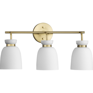 Lexie Collection Three-Light Brushed Gold Contemporary Vanity Light