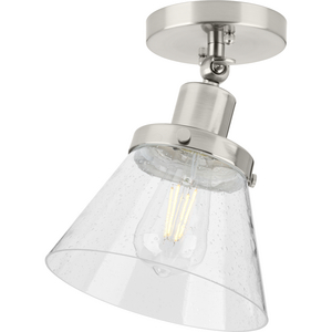 Hinton Collection One-Light Brushed Nickel and Seeded Glass Vintage Style Ceiling Light