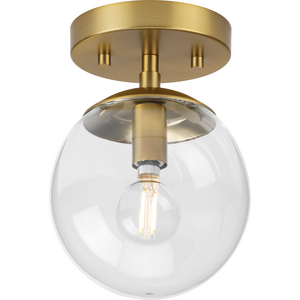 Atwell Collection One-Light Brushed Bronze Mid-Century Modern Semi-Flush Mount