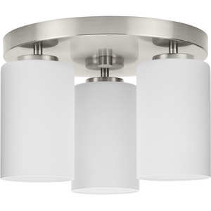 Cofield Collection 12 in. Three-Light Brushed Nickel Transitional Flush Mount