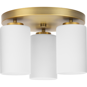 Cofield Collection 12 in. Three-Light Vintage Brass Transitional Flush Mount