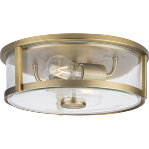 Gilliam Collection 12-5/8 in. Two-Light Vintage Brass New Traditional Flush Mount