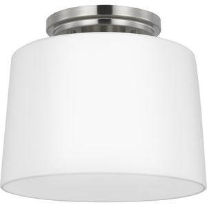 Adley Collection One-Light Brushed Nickel Etched Opal Glass New Traditional Flush Mount Light