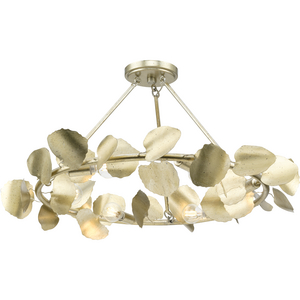 Laurel Collection 28 in. Six-Light Gilded Silver Transitional Flush Mount