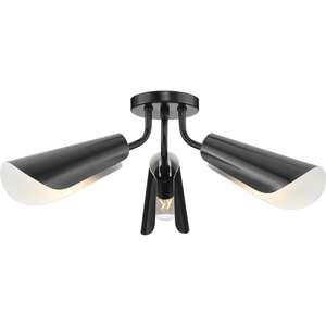 Cornett Collection 44.12 in. Three-Light Matte Black Contemporary Flush Mount Light