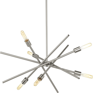 Astra Collection Six-Light Brushed Nickel Mid-Century Modern Chandelier Light