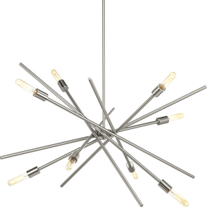 Astra Collection Eight-Light Brushed Nickel Mid-Century Modern Chandelier Light