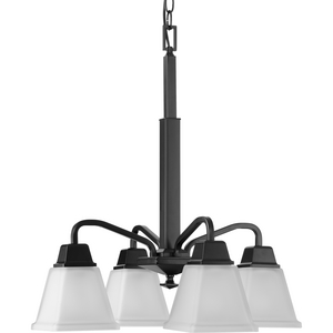 Clifton Heights Collection Four-Light Modern Farmhouse Matte Black Etched Glass Chandelier Light
