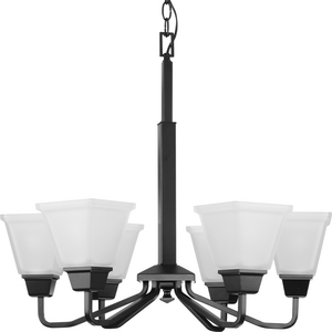 Clifton Heights Collection Six-Light Modern Farmhouse Matte Black Etched Glass Chandelier Light