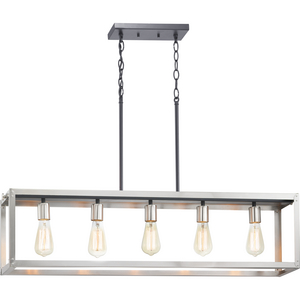 Union Square Collection Five-Light Stainless Steel Coastal Chandelier Light