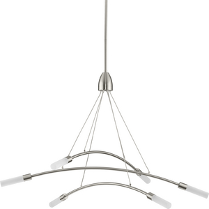 Kylo LED Collection Six-Light Brushed Nickel and Frosted Acrylic Modern Style Chandelier Light