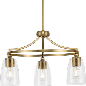 Parkhurst Collection Three-Light New Traditional Brushed Bronze Clear Glass Chandelier Light