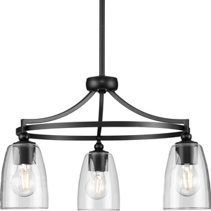 Parkhurst Collection Three-Light New Traditional Matte Black Clear Glass Chandelier Light