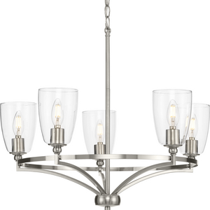Parkhurst Collection Five-Light New Traditional Brushed Nickel Clear Glass Chandelier Light
