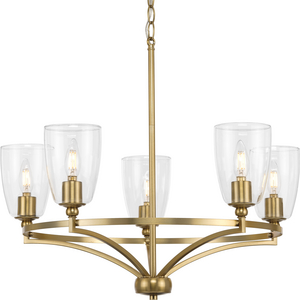 Parkhurst Collection Five-Light New Traditional Brushed Bronze Clear Glass Chandelier Light