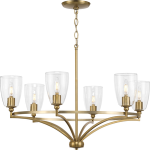 Parkhurst Collection Six-Light New Traditional Brushed Bronze Clear Glass Chandelier Light