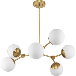 Haas Collection Six-Light Brushed Bronze Mid-Century Modern Chandelier