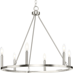 Gilliam Collection Six-Light Brushed Nickel New Traditional Chandelier