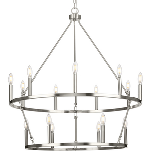Gilliam Collection Fifteen-Light Brushed Nickel New Traditional Chandelier