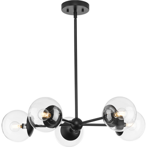 Atwell Collection Five-Light Matte Black Mid-Century Modern Chandelier