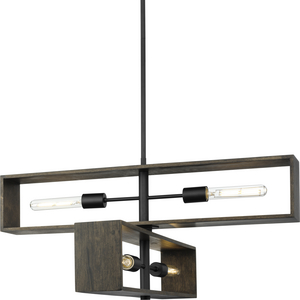 Boundary Collection Four-Light Matte Black Roasted Chicory Modern Chandelier