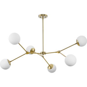 Haas Collection Six-Light Brushed Bronze Mid-Century Modern Chandelier