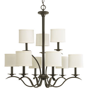 Inspire Collection Six-Light Antique Bronze White Linen Shade