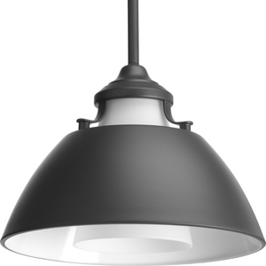 Carbon Collection One-Light Graphite Etched White Glass Mid-Century Modern Pendant Light