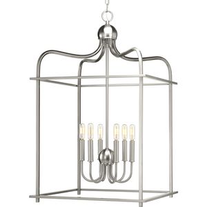 Assembly Hall Collection Six-Light Brushed Nickel Coastal Pendant Light