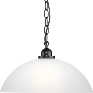 Classic Dome Collection One-Light Matte Black Transitional Pendant