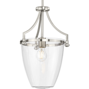 Parkhurst Collection One-Light New Traditional Brushed Nickel Clear Glass Mini-Pendant Light