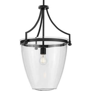 Parkhurst Collection One-Light New Traditional Matte Black Clear Glass Pendant Light