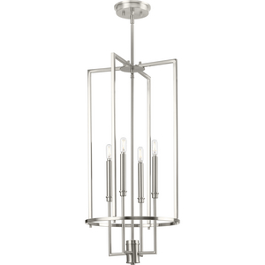 Elara Collection Four-Light New Traditional Brushed Nickel Chandelier Foyer Light